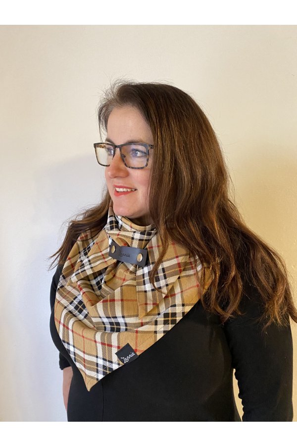 Šátek - káro - béžový