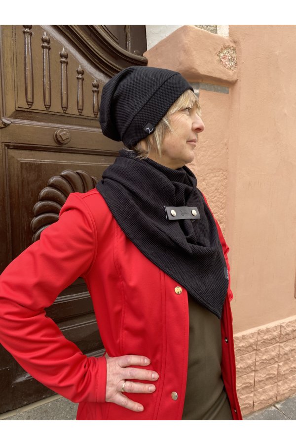 SET - šátek a čepice - černý