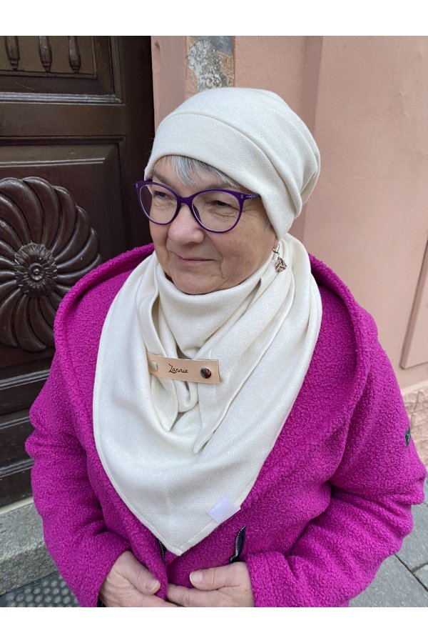 SET - šátek a čepice - krémový