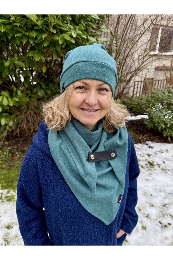 SET - šátek a čepice - petrolejový