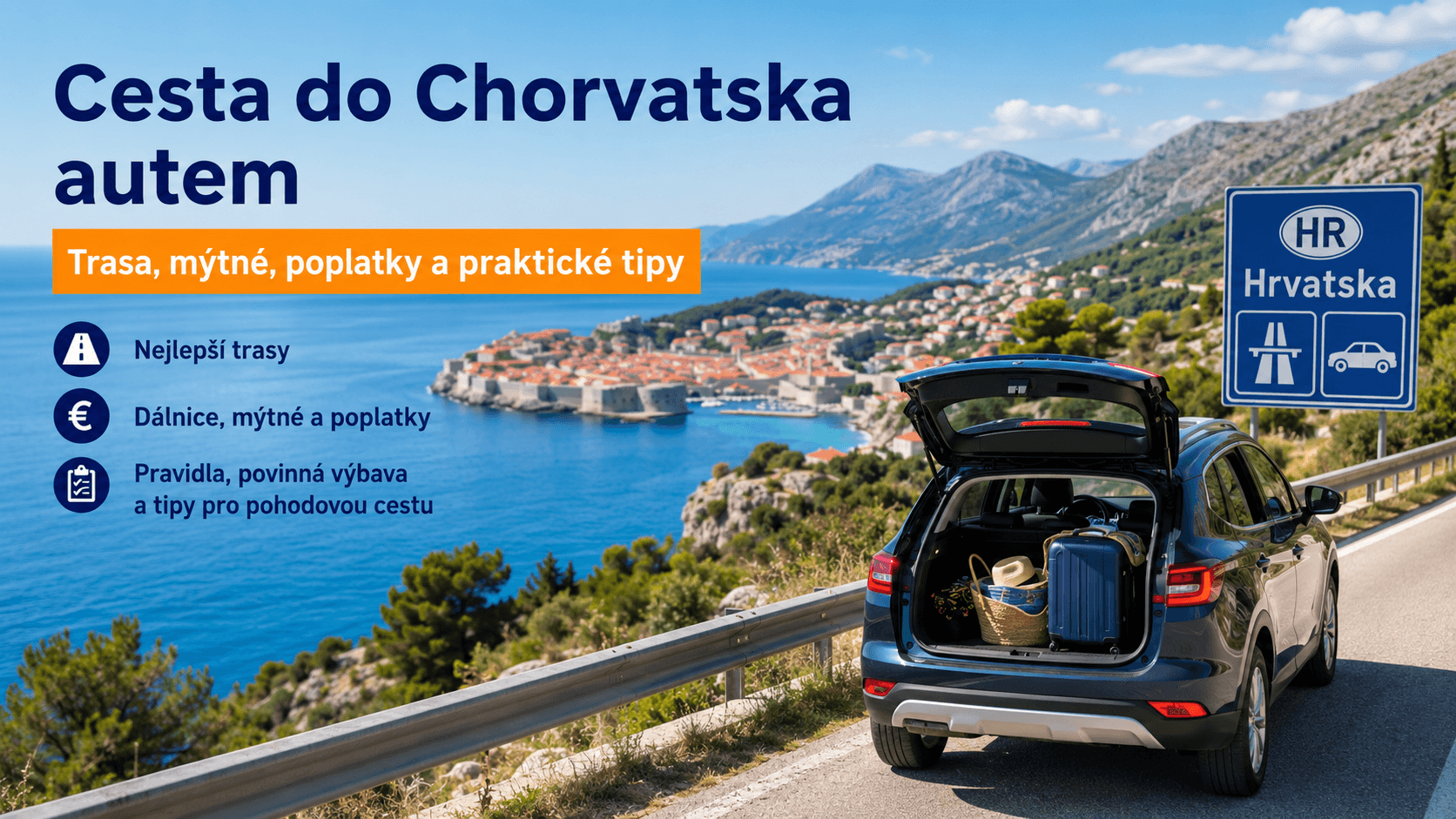 Chorvatsko autem 2026: Kompletní průvodce – trasy, mýtné, ceny, dálniční známky, pokuty i praktické tipy
