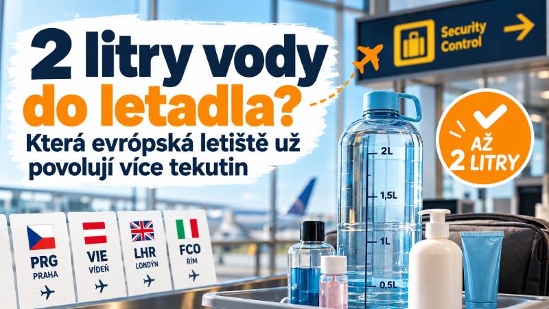 Tekutiny do letadla 2026: Kde už platí limit 2 litry?