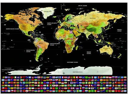 deluxe stiraci mapa sveta s vlajkami 82 5 x 59 4 cm