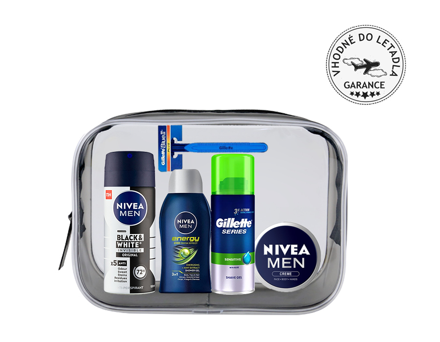 Nivea Men sprchový gel 50 ml + Nivea Men antiperspirant 50 ml + Nivea Men krém 30 ml + Nivea Men balzám po holení 30 ml + Nivea Men pěna na holení 30…