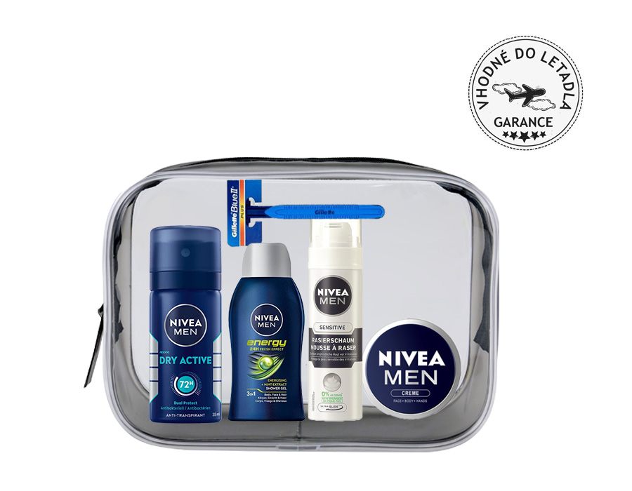 Nivea Men sprchový gel 50 ml + Nivea Men antiperspirant 35 ml + Nivea Men krém 30 ml + Nivea Men pěna na holení 50 ml Dárková sada Varianta: Šedá var…
