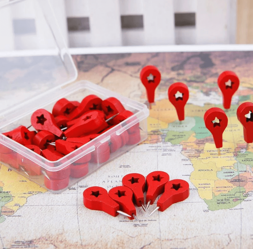 E-shop Mapové špendlíky z dreva, 40 ks v balení