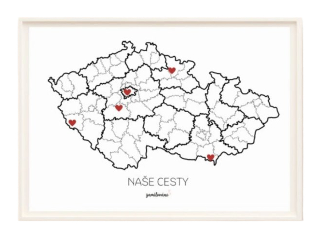 E-shop Spomienková mapa Naše cesty – Česko, A3 + rám