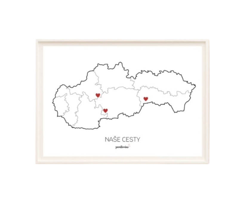 E-shop Spomienková mapa Naše cesty – Slovensko, A3 + rám