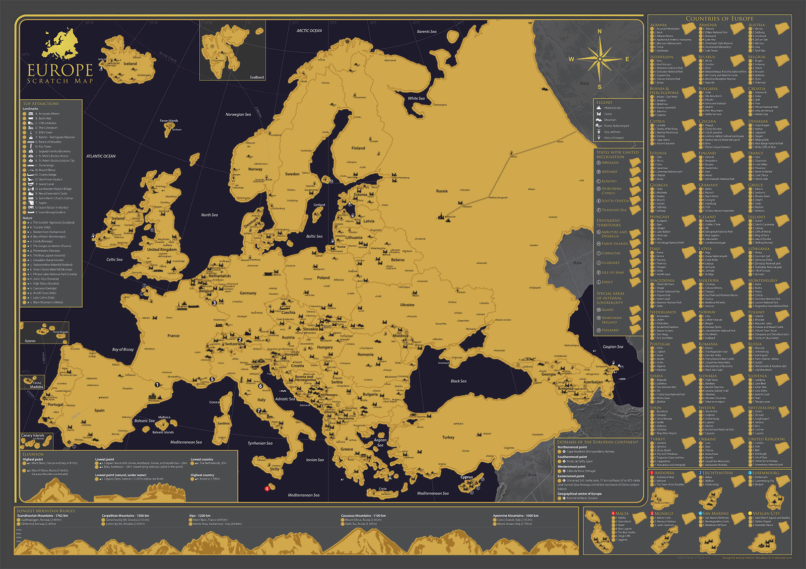 E-shop Stieracia mapa Európa, 84,1 x 59,4 cm