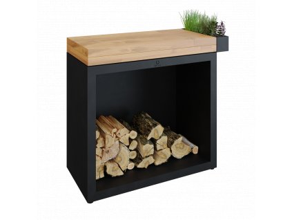 OFYR Butcher Block Storage 90 Black Teak Wood