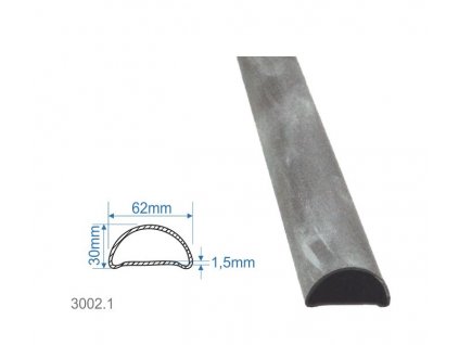 Madlová tyč dutá 62x30x1,5mm, hladká, 6000mm, cena za KUS