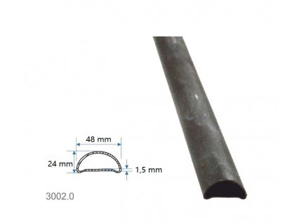 Madlová tyč dutá 48x24x1,5mm, hladká, 3000mm, cena za KUS