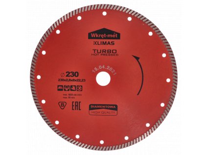 Profesionálny Turbo diamantový kotúč lisovaný za tepla 230x2.6x22