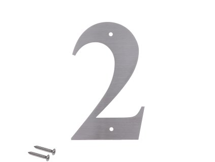 Číslo domové 2, (127x1.5mm), s dierami, brúsená nerez K320 / AISI 304