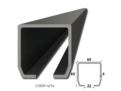 C profil PICOLLO (69x69x4mm) čierny, dĺžka 2m