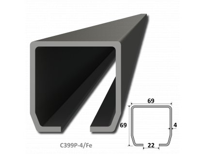 C profil PICOLLO (69x69x4mm) čierny, dĺžka 4m