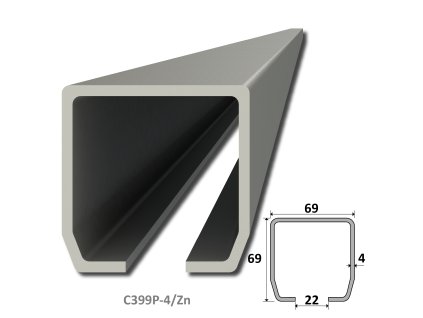 C profil 69x69x4mm pozinkovaný, dĺžka 1m