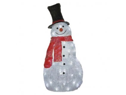 LED vianočný snehuliak, 61 cm, vonkajší aj vnútorný, studená biela, časovač