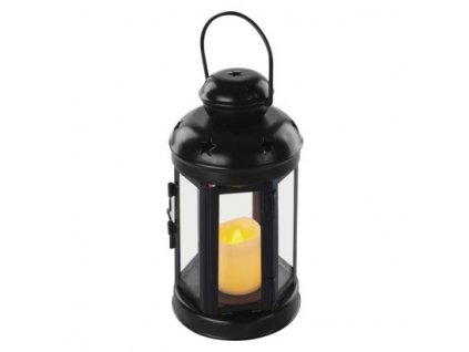 LED lampáš čierny, okrúhly, 18,5 cm, 1x CR2032, vnútorný, vintage, časovač