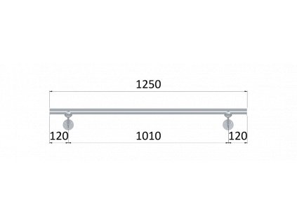 Led madlo 1250mm /brúsená nerez K320 /AISI304 (set: 2ks úchyt, madlo ø 42.4mm s ukončením a hlinikový profil na led pás), bez LED pásu