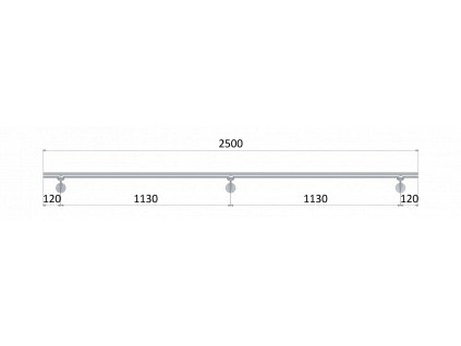 Led madlo 2500mm /brúsená nerez K320 /AISI304 (set: 3ks úchyt, madlo ø 42.4mm s ukončením a hlinikový profil na led pás), bez LED pásu
