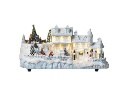 LED vianočný domček, 20 cm, vnútorný, teplá biela
