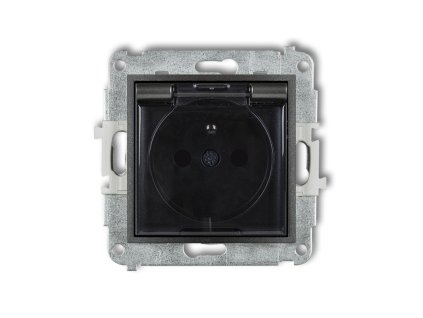 Splash proof socket with the 2P+Z earth mechanism (shaded transparent cover, with increased contact protection/shutter)