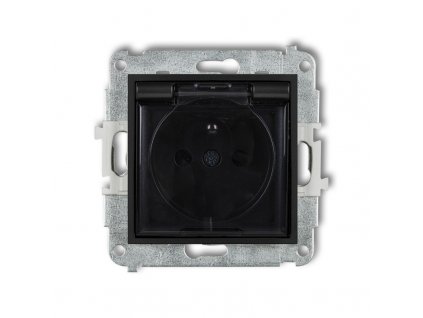 Splash proof socket with the 2P+Z earth mechanism (shaded transparent cover, with increased contact protection/shutter)