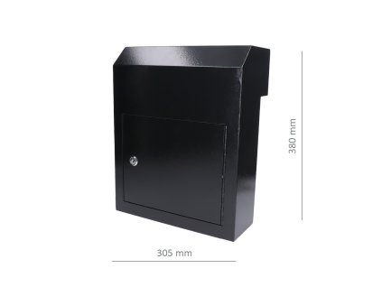 Schránka poštová (380x305x150mm), hrúbka 1.5mm), max. formát listu: A4, farba: Prášková čierna