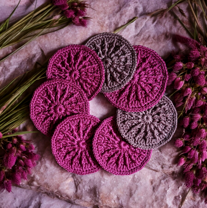 odlicovaci tampon cistici pletovy hackovany zero waste eco friendly cotton bavlna magenta