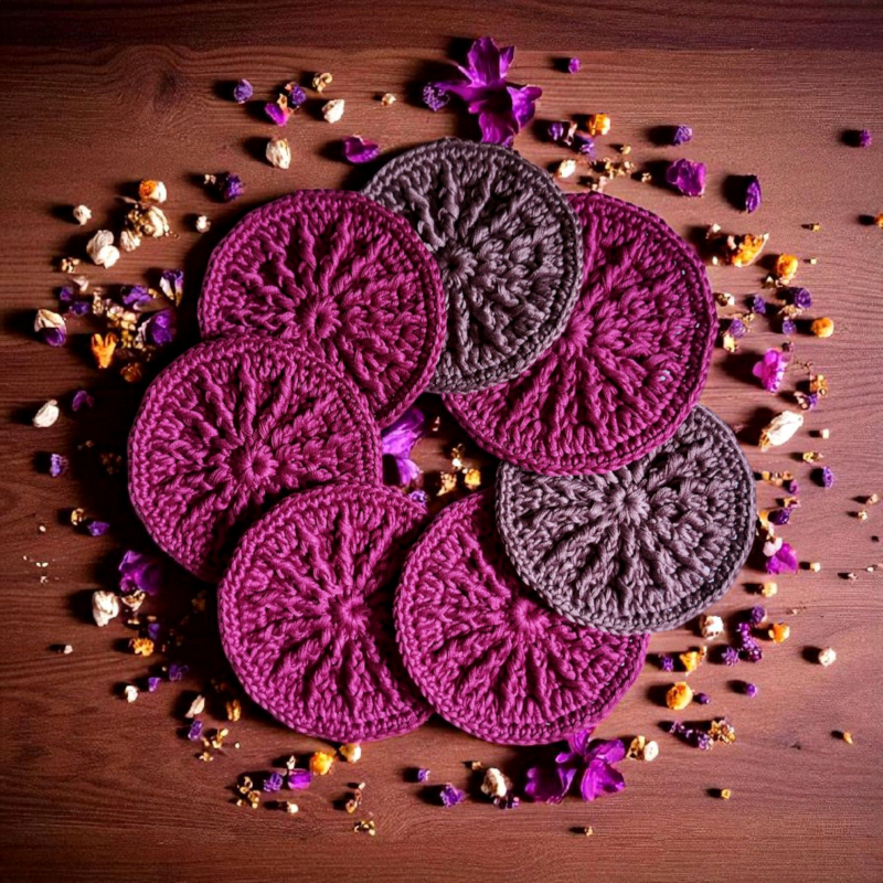odlicovaci tampon cistici pletovy hackovany zero waste eco friendly cotton bavlna magenta