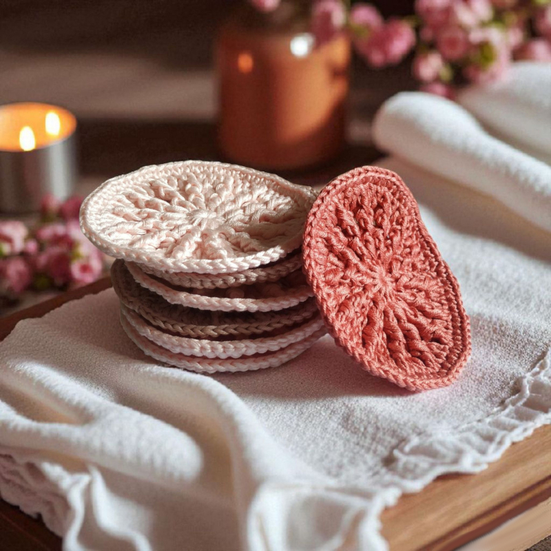 odlicovaci tampon cistici pletovy hackovany zero waste eco friendly cotton bavlna peach fuzz
