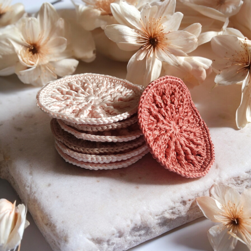 odlicovaci tampon cistici pletovy hackovany zero waste eco friendly cotton bavlna peach fuzz