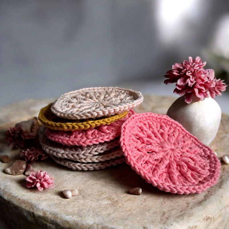 odlicovaci hackovany tampon zero waste eco friendly bavlna koralova nugat hneda bezova