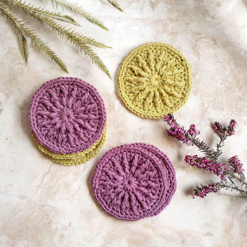 odlicovaci hackovany tampon zero waste eco friendly bavlna magnolie fialova zlata olivova