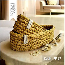 hackovany kosik oval set sada okrovy horcice