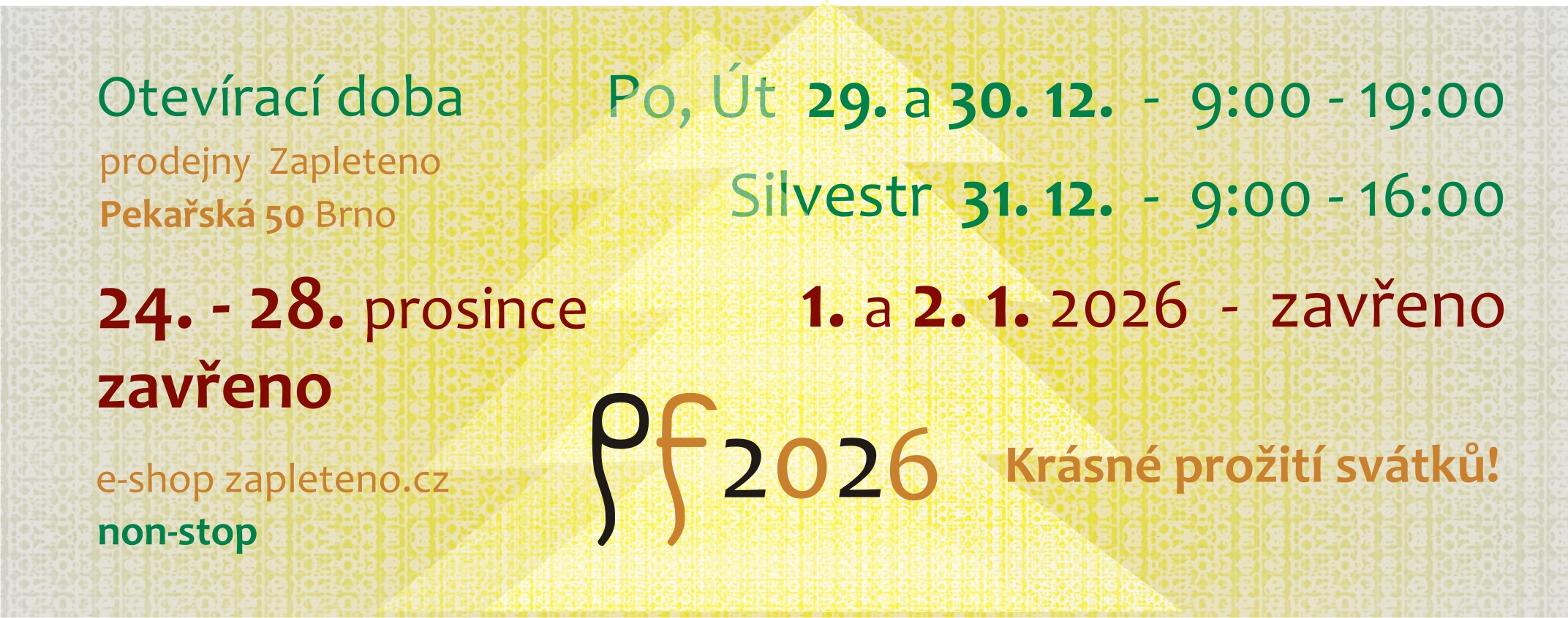 Otevírací doba advent, svátky ...