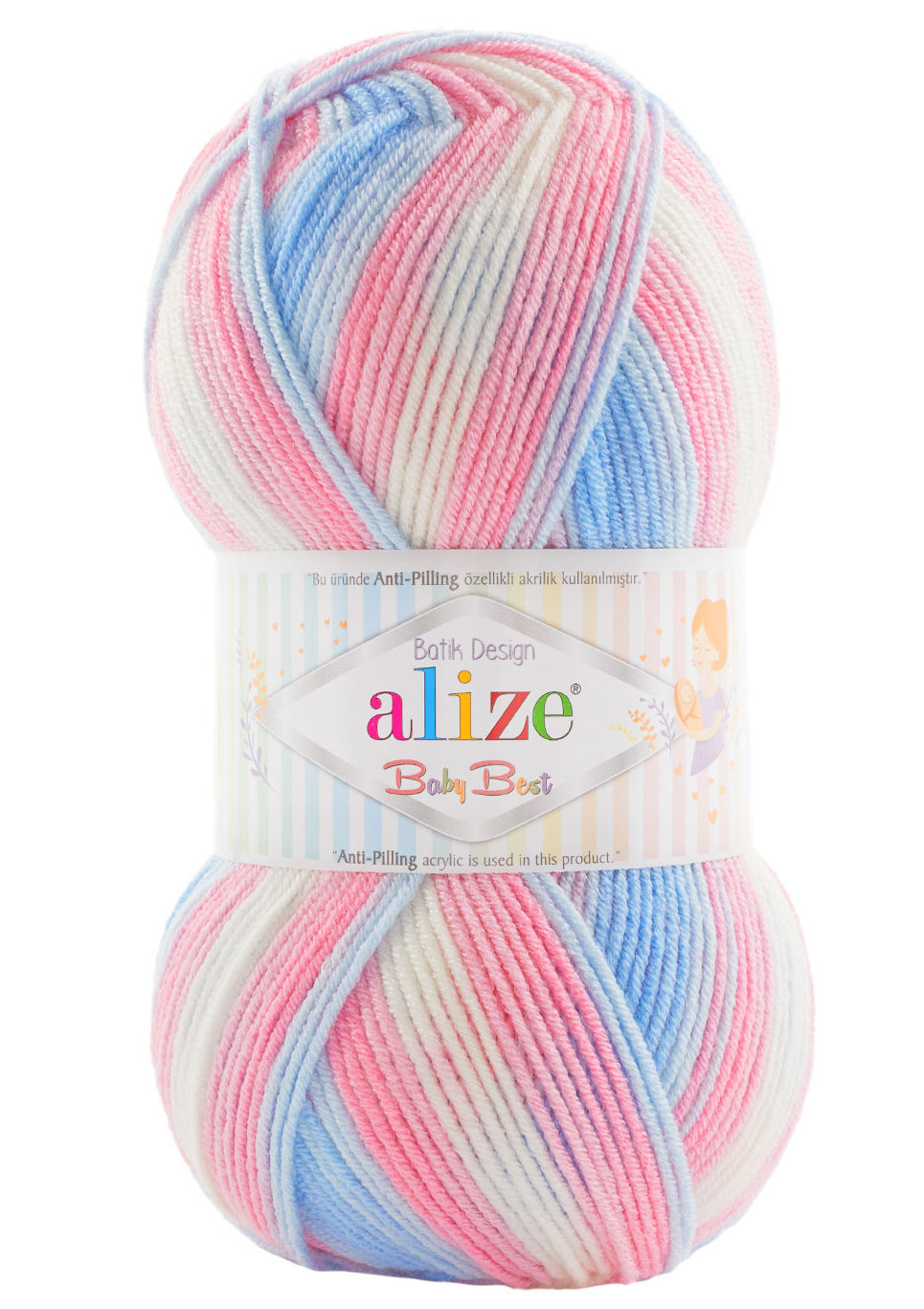 Alize Baby Best Batik Baby Best Batik: 7935 smetanová-růžová-modrá