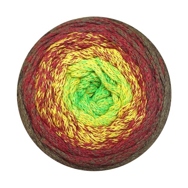 YarnArt Macrame Cotton Spectrum Macrame Cotton Spectrum: 1305 zelené jablko, sv. žlutá, vínová, tm. hnědá