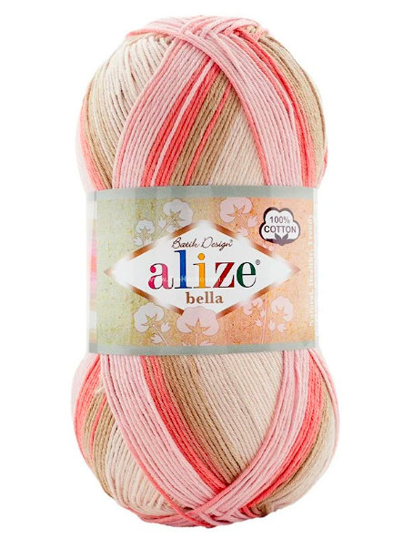 Alize Bella Batik 100g Bella Batik 100: 5970 pudr. růžová, béžová, lososová růžová