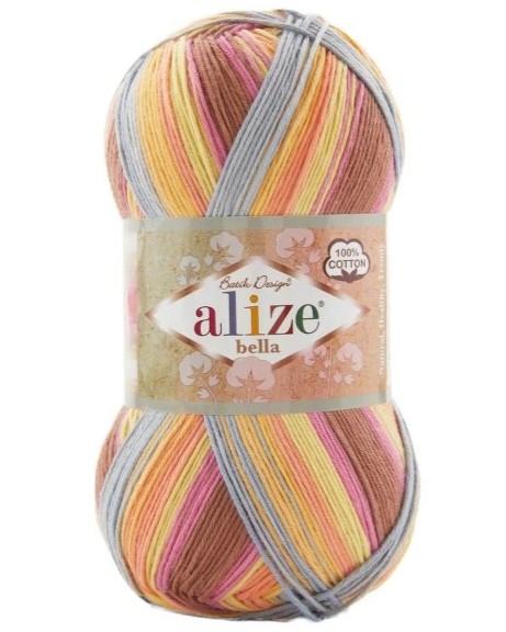 Alize Bella Batik 100g Bella Batik 100: 8096 růžová-sv.hnědá-sv.modrá-vanilková-lososová