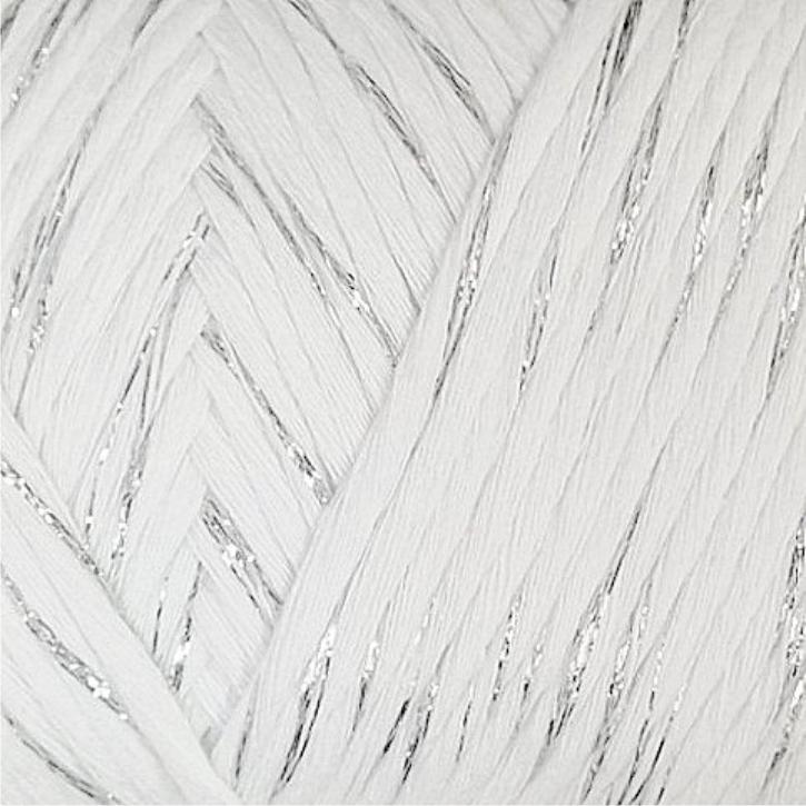 YarnArt Twisted Macrame 3mm LUREX Twisted Macrame Lurex 3mm: 751 bílá se stříbrem
