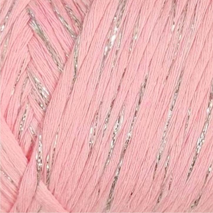 YarnArt Twisted Macrame 3mm LUREX Twisted Macrame Lurex 3mm: 762 růžová se stříbrem