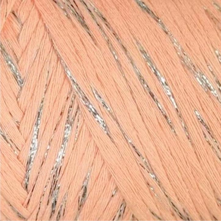 YarnArt Twisted Macrame 3mm LUREX Twisted Macrame Lurex 3mm: 767 lososová se stříbrem