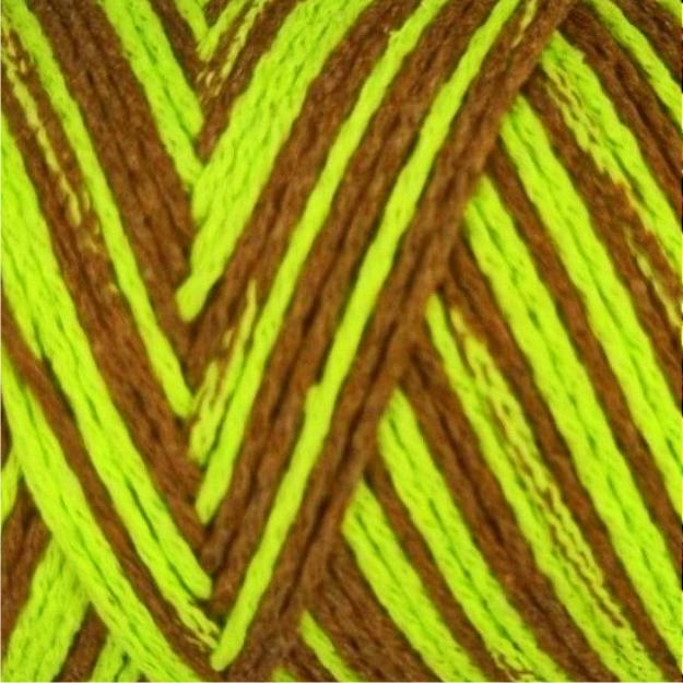 YarnArt Macrame Cotton Jazzy Macrame Cotton Jazzy: 1204 hnědá, zelená neon