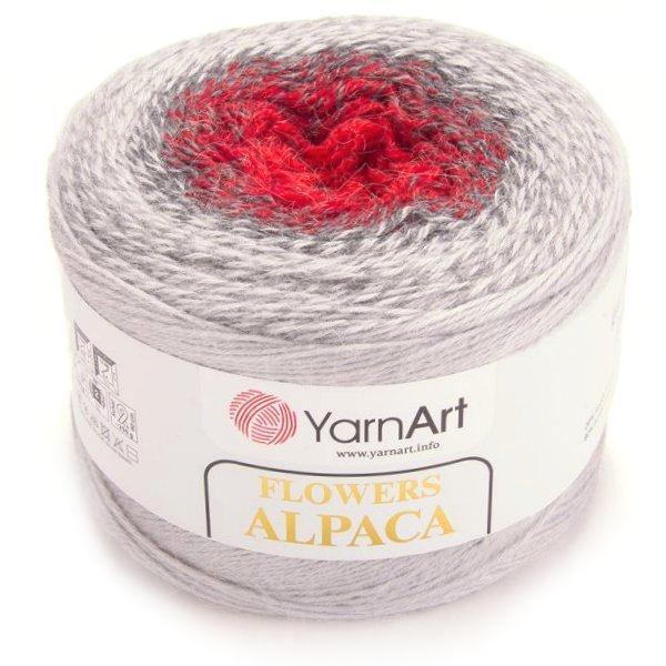 YarnArt Flowers Alpaca Flowers Alpaca: 436 červená-tm.červená-tm.šedá-šedá