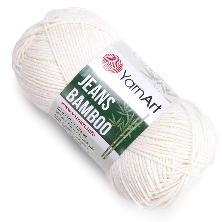 Pletací příze Jeans Bamboo 50 g Varianta: 2 (102) krémová nejsvět., Balení: 1 ks