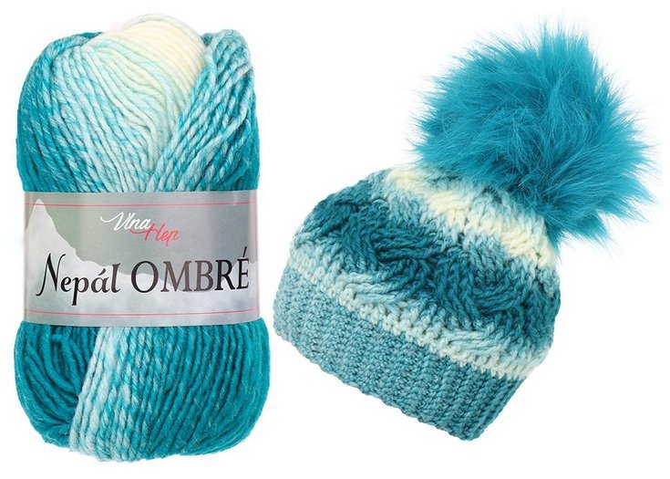 Pletací příze Nepál ombré 100 g Varianta: 10 (7416) zelený tyrkys, Balení: 1 ks