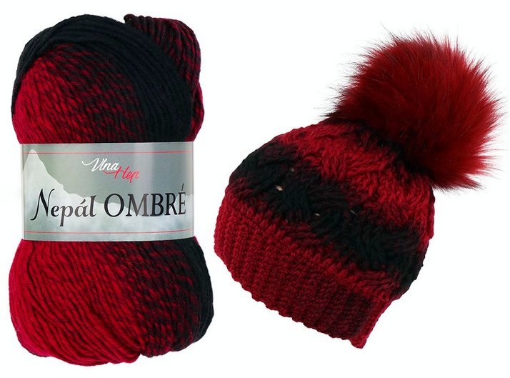 Pletací příze Nepál ombré 100 g Varianta: 4 (7405) červená, Balení: 1 ks