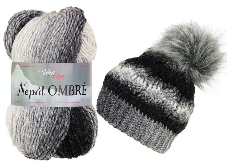 Pletací příze Nepál ombré 100 g Varianta: 8 (7409) šedá tmavá, Balení: 1 ks